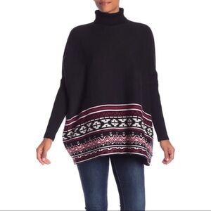 JOSEPH A. Patterned Turtleneck Poncho Sweaters